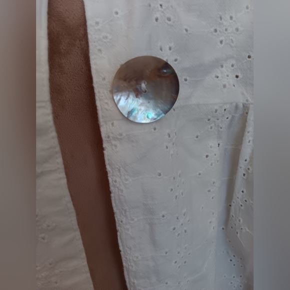 Milano~White Embroidered Eyelet Lightweight Cardigan Jacket Y2K - Picture 6 of 15